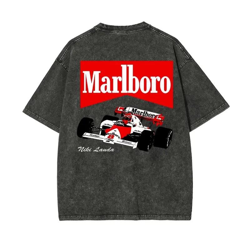 Marlboro Racing Retro T-Shirt Graphic Tee Featuring Classic Rally Car L