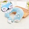 Cute Fox U Shape Neck Pillow Animal Cotton Plush Travel Car Home Pillow Health Care with Eye Mask Nap Animal Pillow Almohada