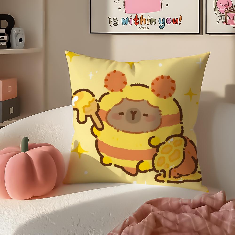 cute funny Kapibala Cushion Cover Pillowcase Short Plush Invisible zipper Room Sofa Cushion Cover