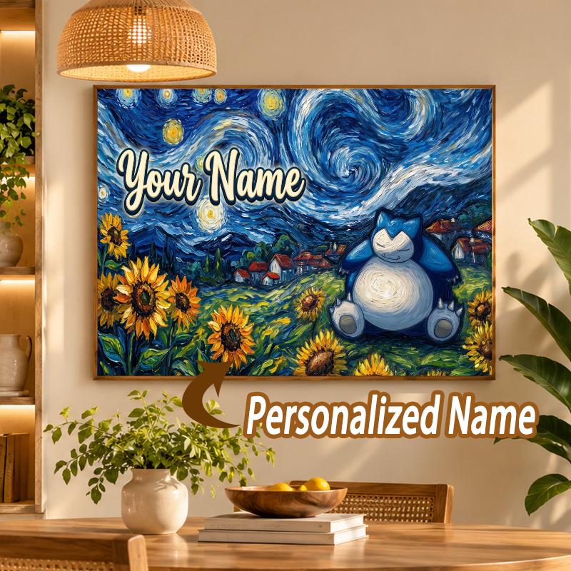 Snorlax Custom Name Diamond Painting Personalized 5D Full Drill DIY Diamond Art Home Decor