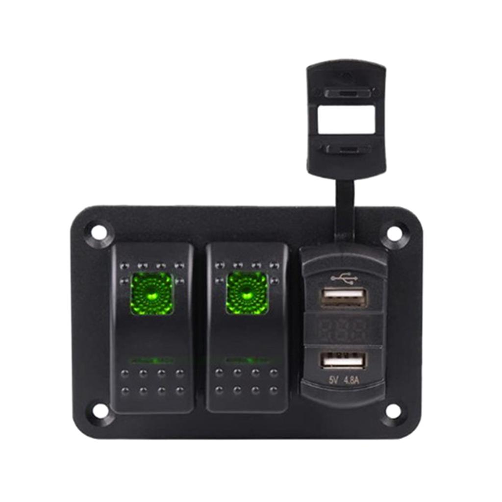 Convenient Combination CaravansPanel Switch Rockers Light Toggle LED Indicator Double USB Chargers with Fireproof Design