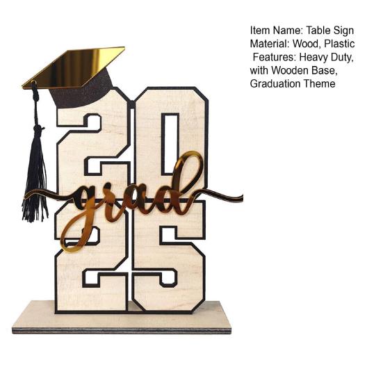 Tischschild mit Aufschrift „Klasse von 2025“, für High School- und College-Absolventen, Bachelor-Hut, Holzschild mit Sockel, Dekoration für Zuhause, Abschlussfeier, Party