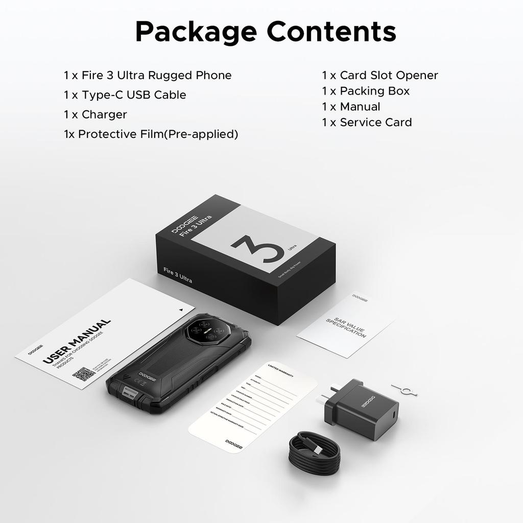 Smartphone Robusto DOOGEE Fire 3 Ultra, 8350mAh, Android 15, 5.5" HD+, Octa Core, 24GB+256GB, NFC, IP68/IP69K