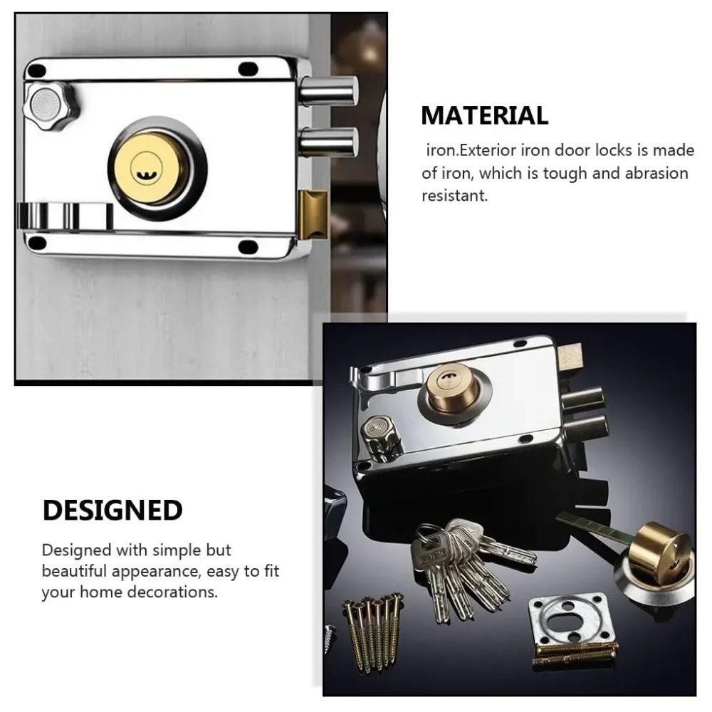 Universal Exterior Iron Door Locks Anti-Theft Multiple Insurance Lock Security Wood Gate Lock Household Hardware