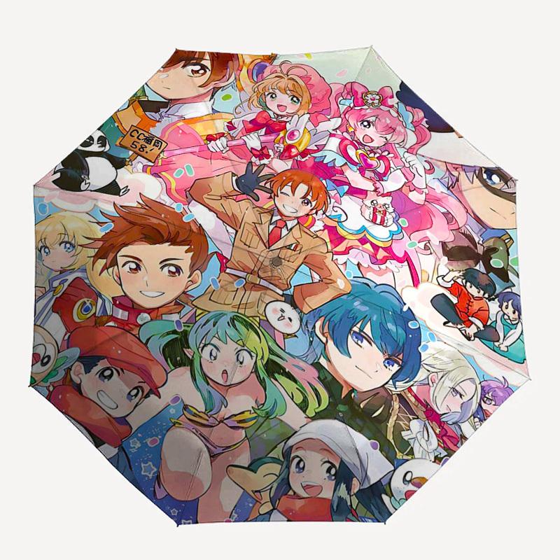 1 Stück Anime-Charaktere-Regenschirm für den Außenbereich – Automatisches Öffnen/Schließen – Tragbares 3-fach faltbares Design – 8-Streben-Eisenrahmen – Geschenkidee für Fans und Reisende