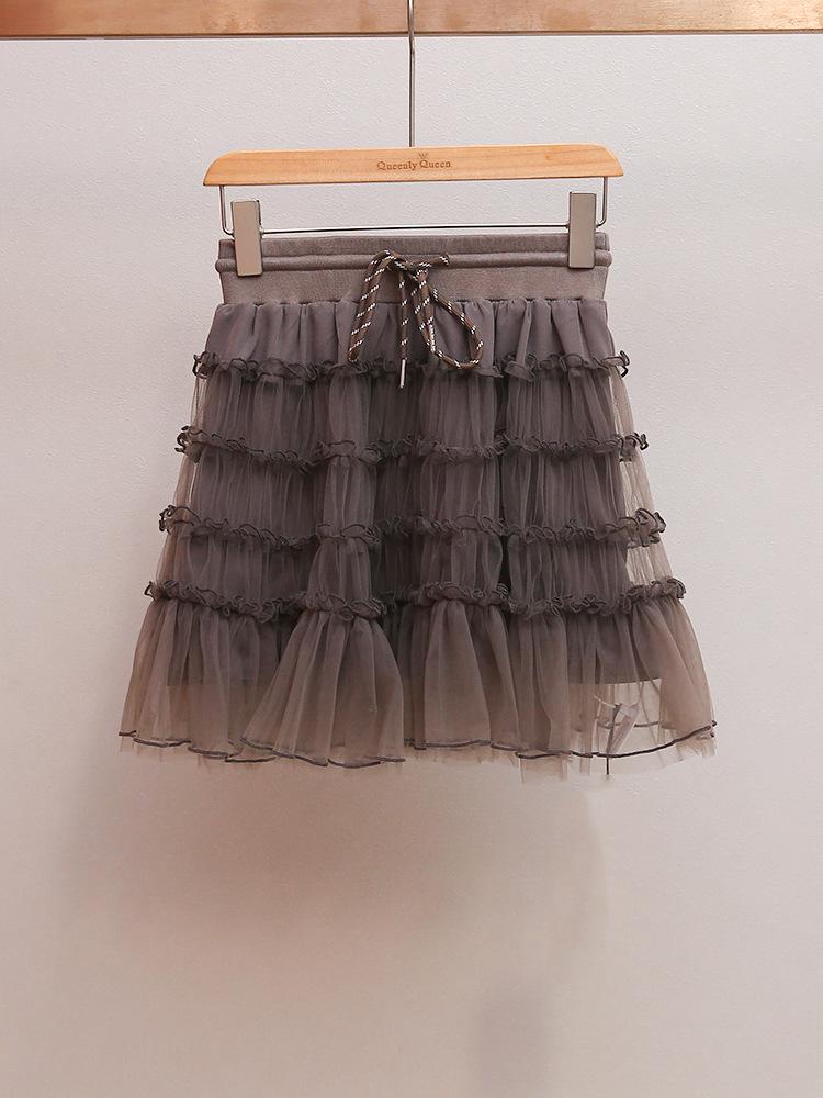Nanyou Women s Sweet Ruffle Patchwork Mesh Skirt - Autumn/Winter Collection Medium