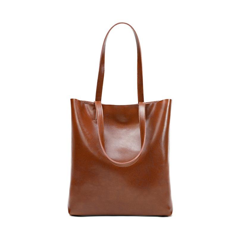 New Cowhide Women's Bag Fashionable Women's Shoulder Tote Bag Simple and Versatile High-end Large-capacity Portable Shopping Bag