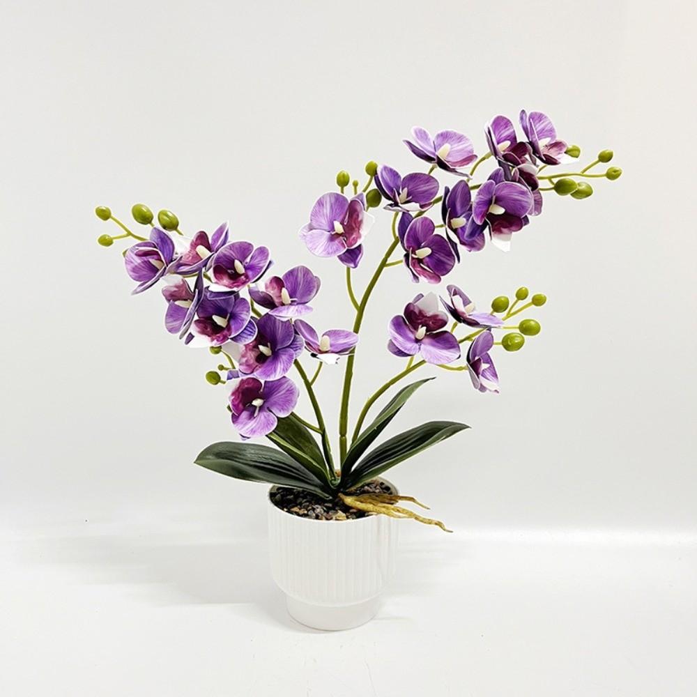 Multi-Bloom Simulated Butterfly Orchid White Flower Pot Faux Flowers Artificial Faux Plants DIY Plastic Fake Flower Home Decor