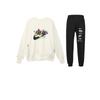 Round Neck Printed Long Sleeve Sweatshirt Comfortable Elastic Trousers Casual Sports Suit Unisex Sweatshirt, Trousers DX0796-010+-FJ9558-110