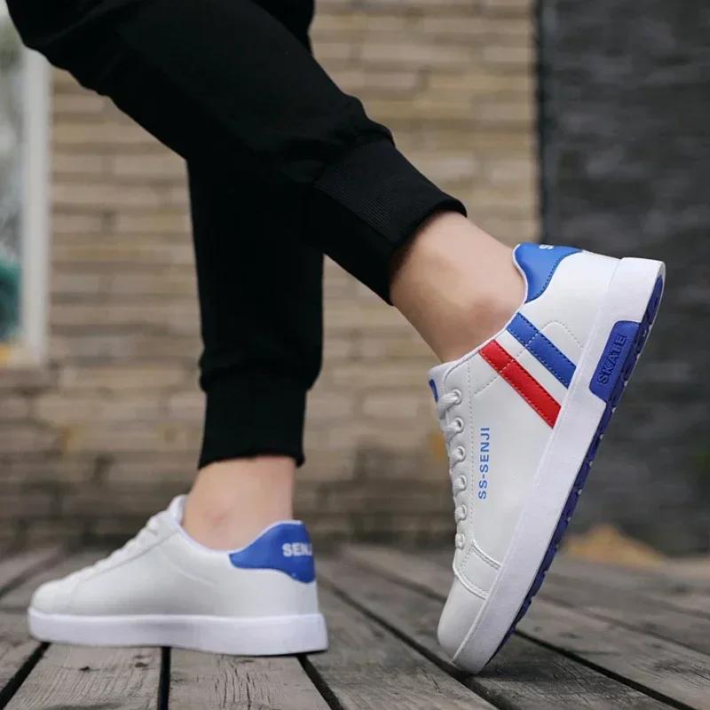 High Quality Men Sneakers Leather Outdoor Casual Shoes Lace-up Hot Sale Mens Vulcanized Shoes Trendy Men Shoes New Tenis Hombres