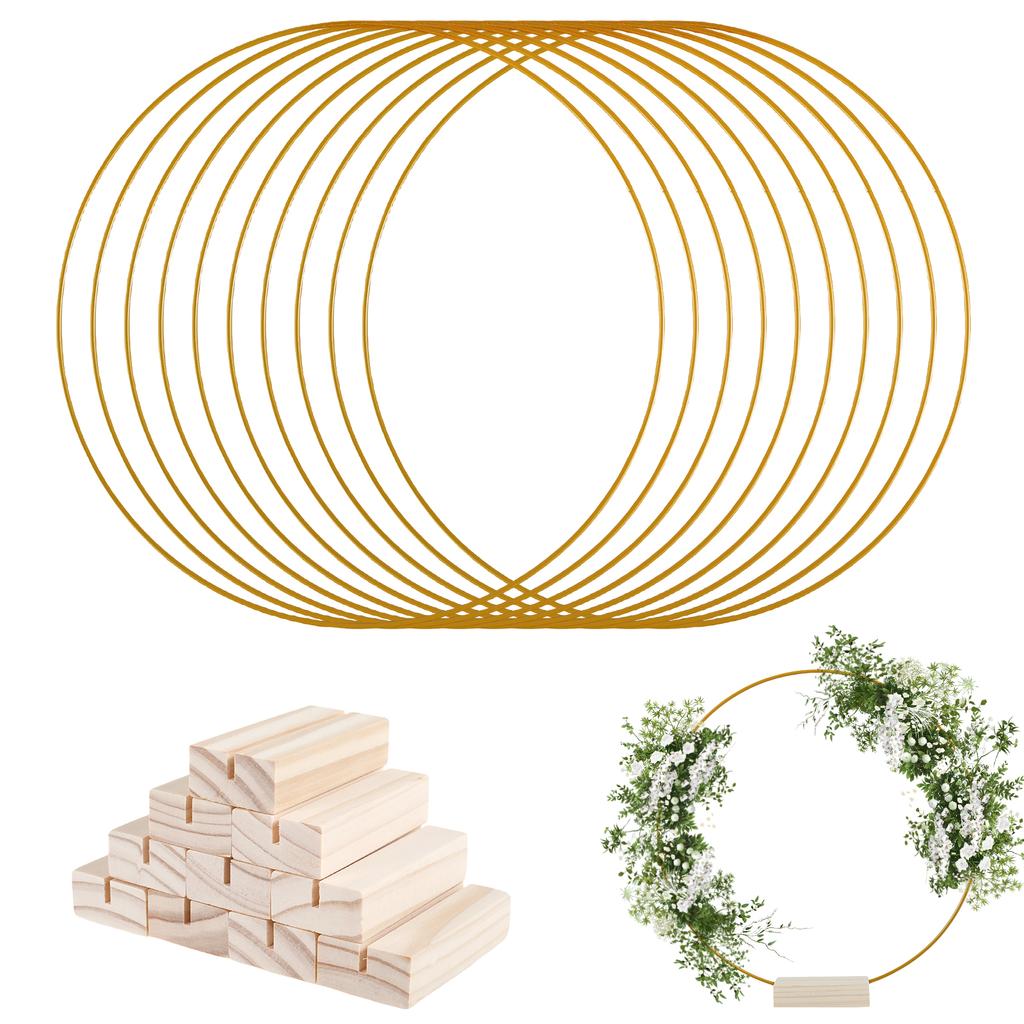 Metal Floral Hoop Garland Table Decoration Wreath for Wedding Centerpieces Wood Card Holders Flower Garland Home Party Prop