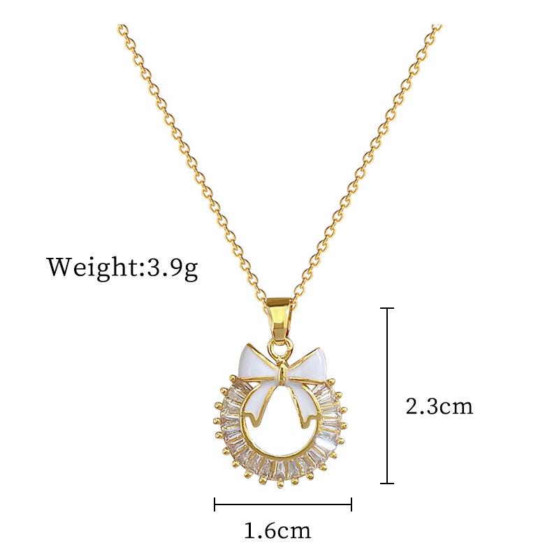 Lucky Necklace Women'S Copper Micro-Inlaid Real Gold Electroplating Simple And Exquisite Clavicle Chain Neck Chain