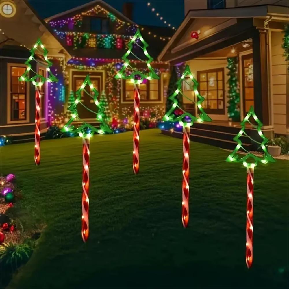5 Peças/Conjunto 8 Modos Luz Solar de Bengala Doce de Natal Impermeável Luz Decorativa LED Jardim Pátio