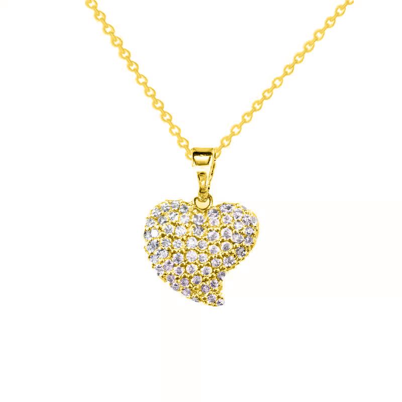 Elegant European and American Heart Necklace: Gold-Plated Copper Love Pendant for Women