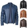 High quality men's stand-up collar European size leather jacket zipper pocket decorative leather jacket locomotive men's leather jacket