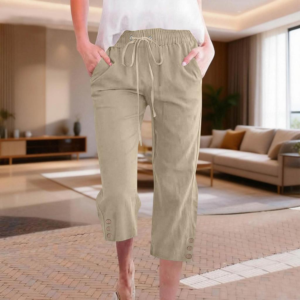 Women's Casual And Fashionable Color Loose Pants With Pocketes