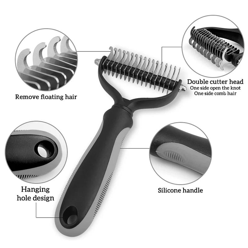Pet Haar Entfernung Kamm Katze Hund Pinsel Pet Haar Pflege Werkzeug Welpen Haar Ausfallen Kämme Pet Fell Trimmen Dematting enthaarung Pinsel