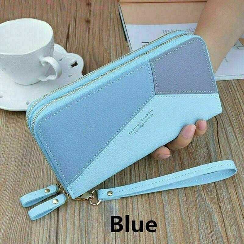 Women Ladies Leather Wallet Long 2 Zip Purse Card Phone Holder Clutch Handbag