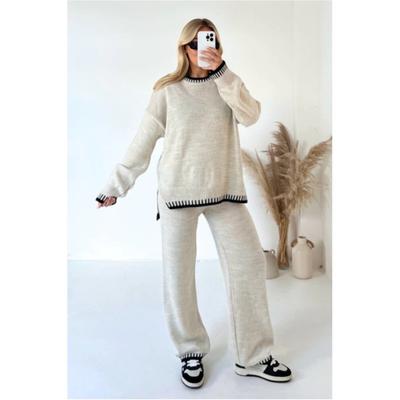 Women's Fall and Winter Loose Casual Suit Spring Long-sleeved Sweater + Pants Two-piece Set