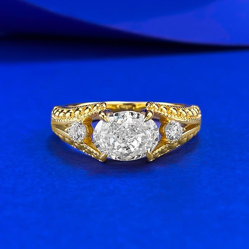 

Luoxi Temple Jewelry Vintage S925 Silver Oval Ice Flower Ring (6x8mm) Size 8