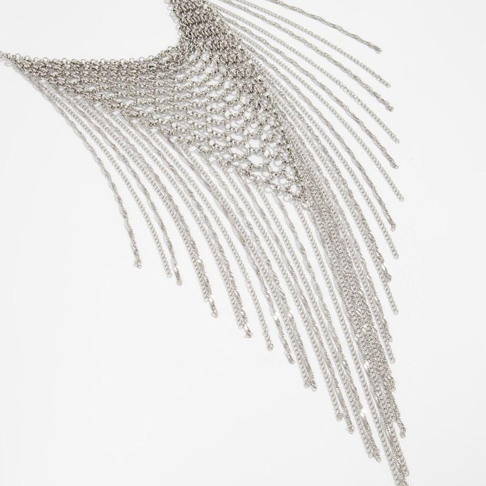 Charm Tassel Necklace Triangle Bohemian Collarbone Chain Simple Multi Layer Necklace Gift