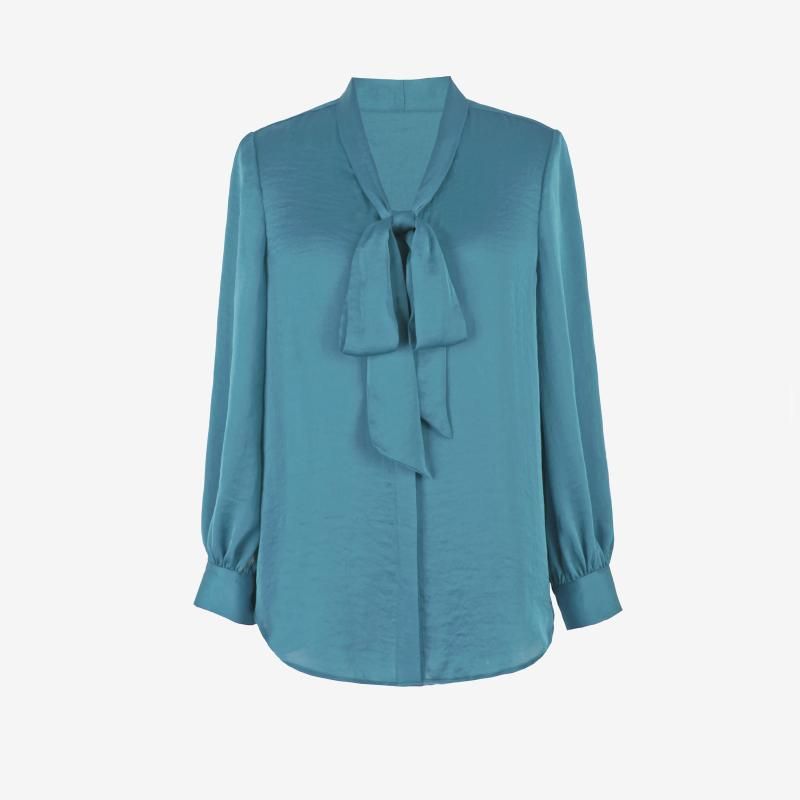 

Blue Rose Plus Size Women s Classic Ribbon Temperament Shirt Rotor Spinning Long Sleeves Shirt Easiest for Match Tops Liuli Blue 2XL