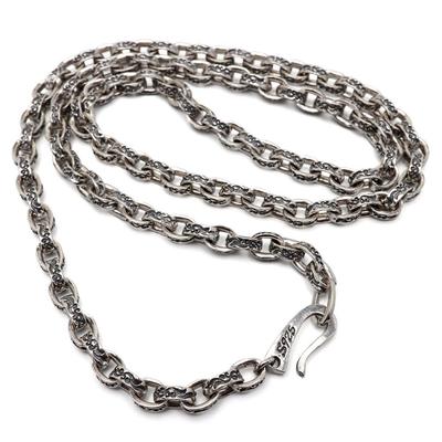925 Silber Arabeskenmuster Halskette Arabesken Papierkette Breite 4mm Silber Metall Hypoallergen [silber KYASYA] Herren (50 cm)