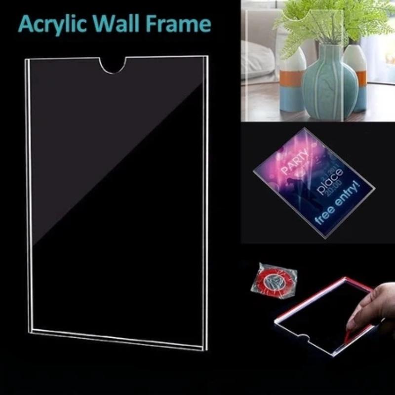 High Clarity Clear Acrylic Wall Frame A4 A5 Sign Holder for Certificate Photo License Document Shop Office Home Display