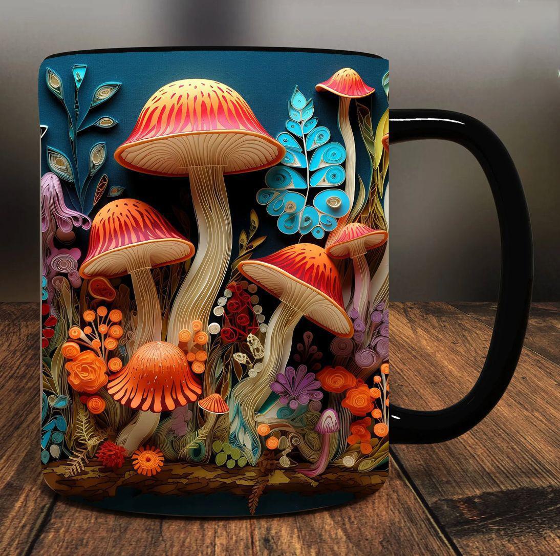 3D Mushroom Ceramic Mug 12oz – Fantasy Forest Coffee Cup for Tea, Gifts, and Home Decor 301-400ml