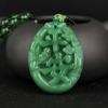 Green Jade Hand-Carved Fox Koi Hollow Jade Pendant Necklace Multicolor Chinese Amulet Women Man'S Lucky Jewelry Gift