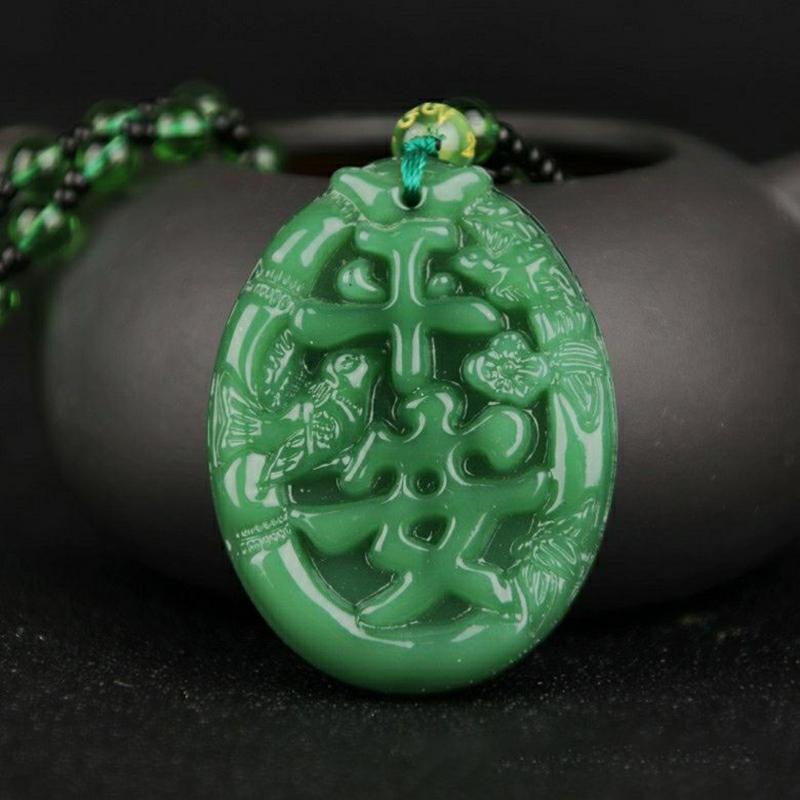 Green Jade Hand-Carved Fox Koi Hollow Jade Pendant Necklace Multicolor Chinese Amulet Women Man'S Lucky Jewelry Gift