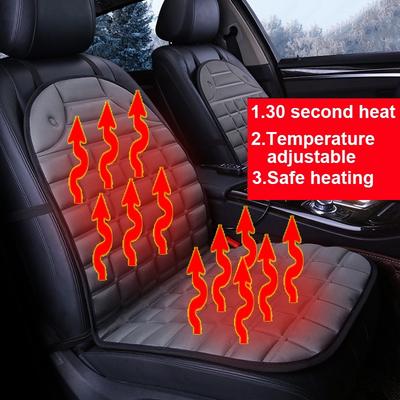 12V Heated Car Seat Covers Cushion Universal Seat Heater for Winter Heating Thermal Seatpad Non-Slip Knitting Fiber Mat Gray