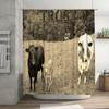 Farmhouse Bathroom Decor Shower Curtain Featuring Trust Farm Animals Black Bull White Cow With Calves Country Rustic Style Home