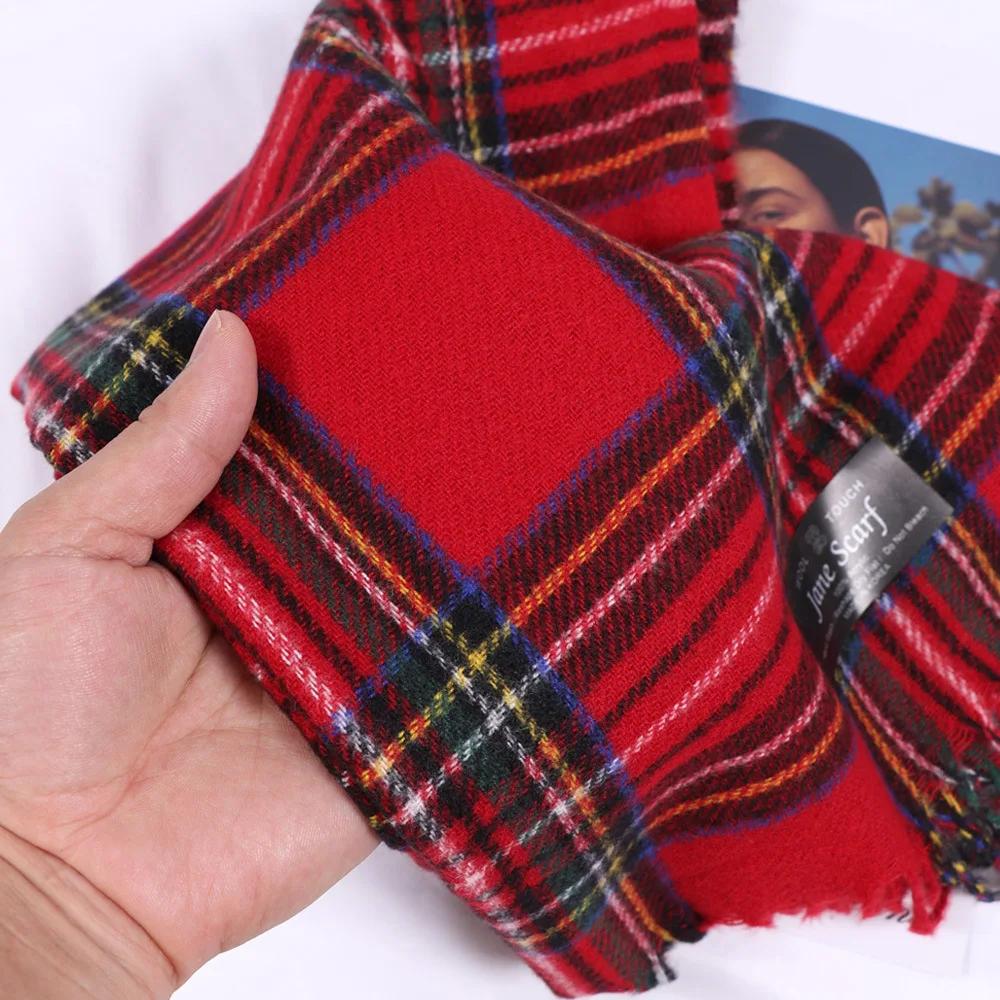 Fashion Scottish Style Tartan Warm Scarf For Women Plaid Soft Long Wrap Shawl Christmas Valentine'S Day For Girlfrend Wife Mom
