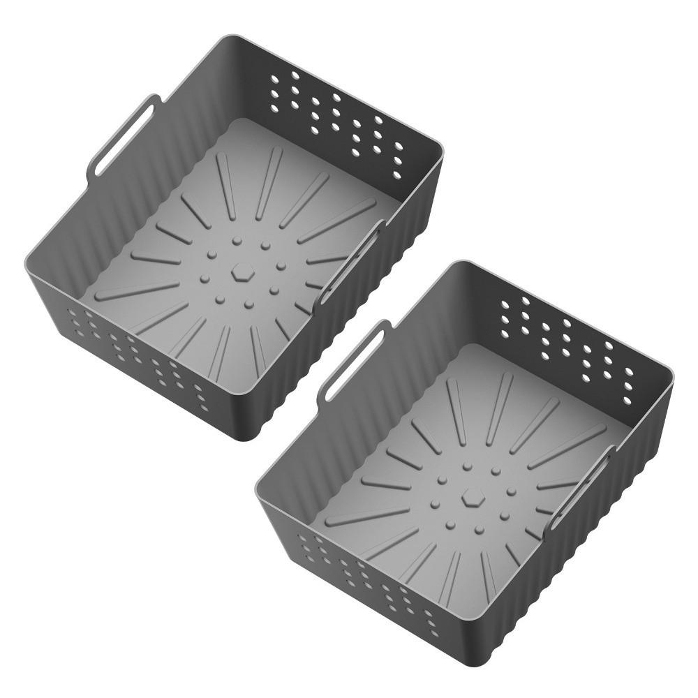 Silicone Air Fryer Liners with Handle Non-stick Airfryer Baking Pan Heat Resistant with Breathable Hole for Ninjia SL400/SL401