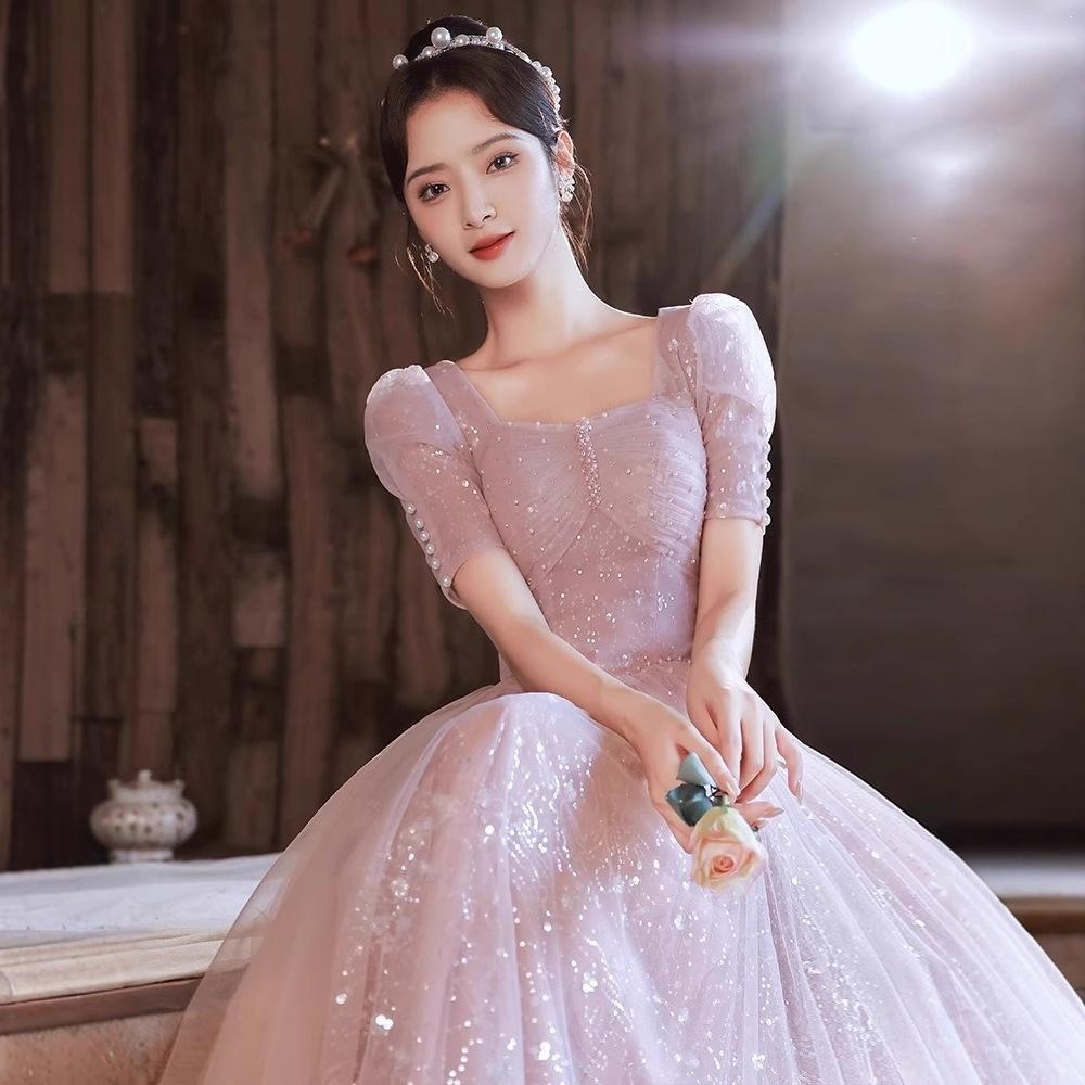 Pink Evening Dress Women's 1011 Summer New Banquet Temperament French Fairy Gas Annual Meeting Art Test Trend Annual Meeting Dress