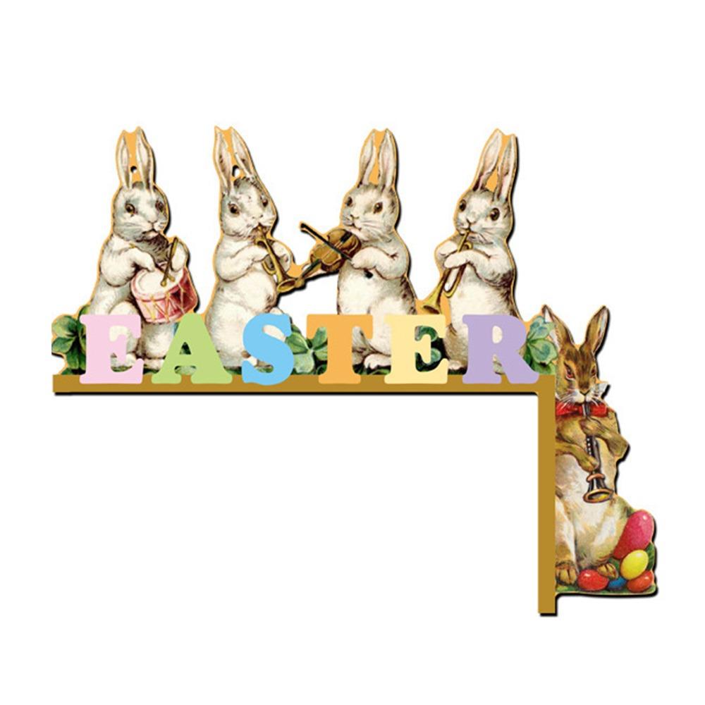 Mehrfarbige Oster-Türkeneckenaufkleber Holz Hase Ei Türrahmen Aufkleber Ornament Cartoon Hase Elch Wandaufkleber