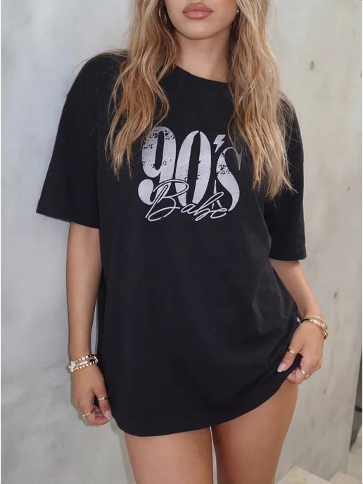 Oversized Y2K print T-shirt: 90 s Babe XL