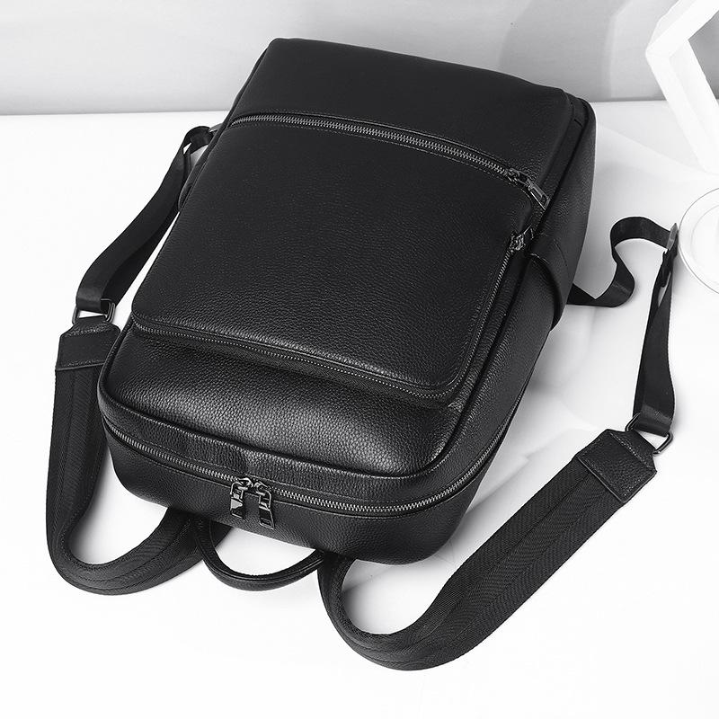 Large Capacity Men's Cowhide Leather Backpack - Casual and Business Travel Shoulder Bag In Fashionable Style