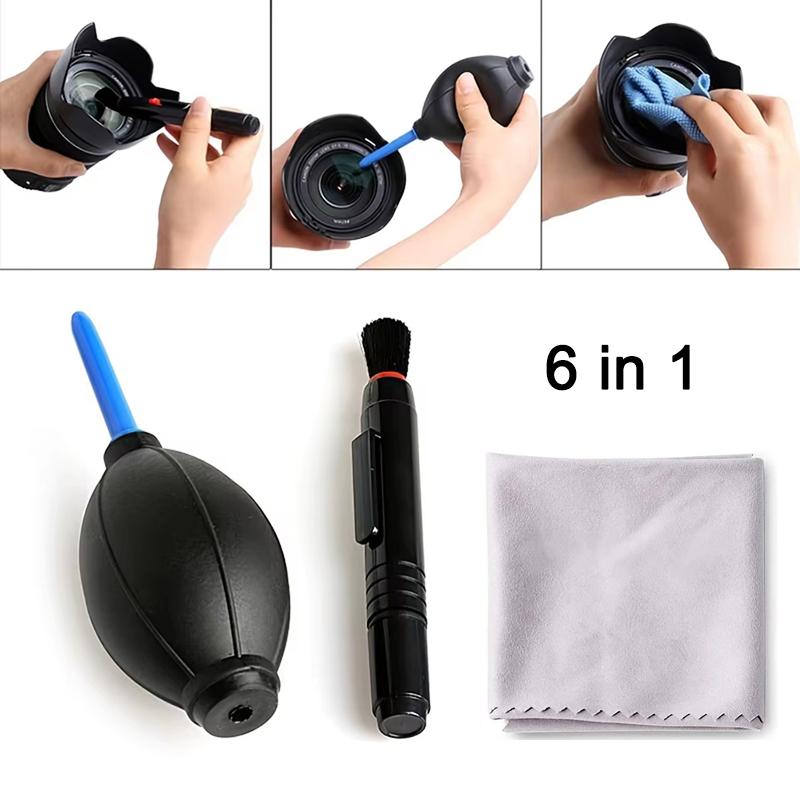 6 in 1 Lens Cleaning Pen with Soft Brush Double-Sided Carbon Head for DSLR Camera Lens Optical Lens Glasses PS5 Headset Cleaning