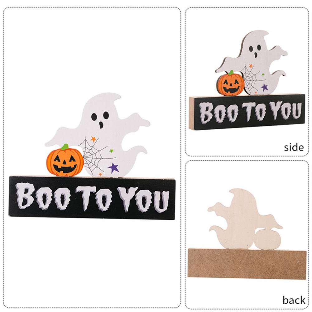 Halloween Table Decor Wooden Centerpiece Signs Happy Halloween Trick Or Treat Boo