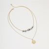 GEMCHIC Women's Natural Stone Beaded Necklace Stainless Steel Sun Pendant Dainty Layered Vacation Necklace