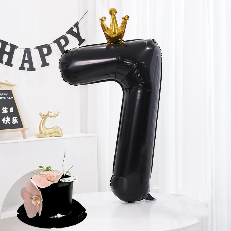 40Inch Black Number Balloon Black Crown Number Foil Balloons For 1St Birthday Party Baby Shower Anniversary Wedding Decoration