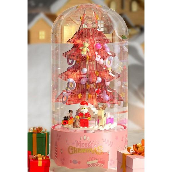 Paj snöar jul LEGO-kompatibel speldosa julgran, rosa