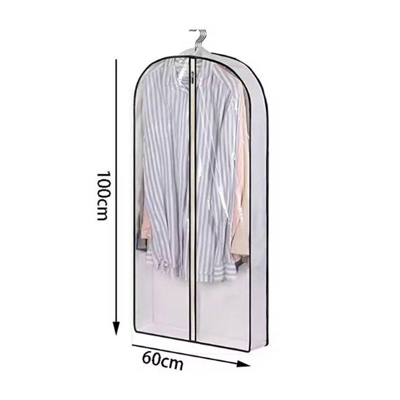 

1 шт. Черный моющийся пылезащитный чехол, подвесная сумка для хранения одежды, бытовой водонепроницаемый прозрачный ПВХ, нетканый материал 80 60 10cm белый
