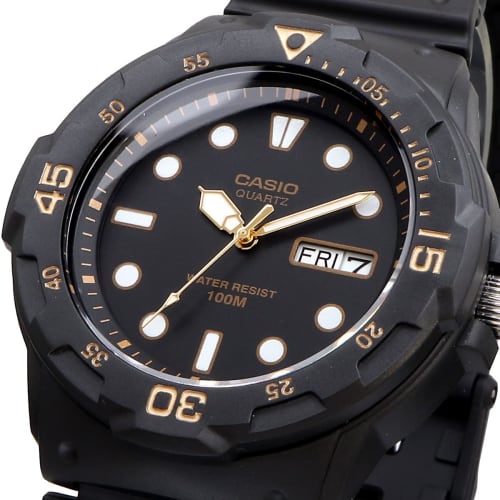 Casio Standard STANDARD Quartz Watch MRW-200H-1EV Men's Black X Gold Overseas Model