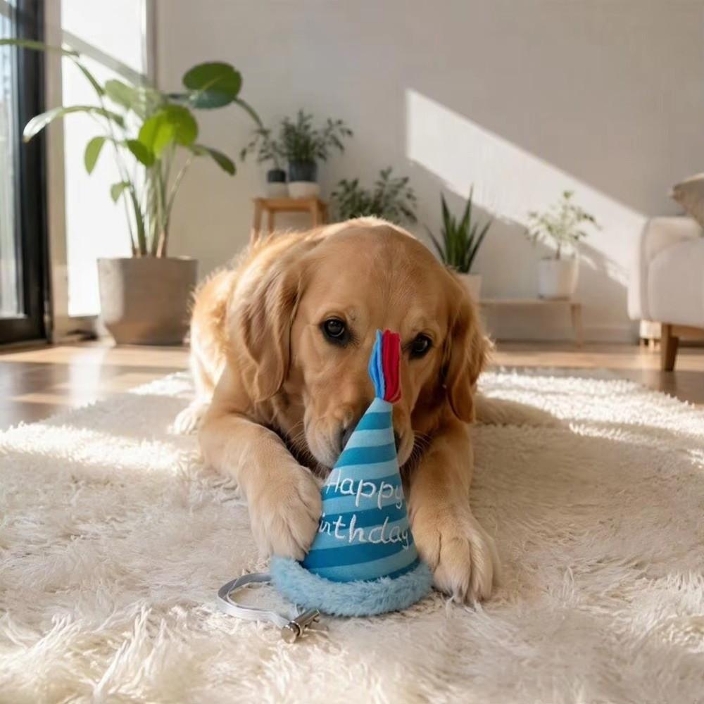 Adjustable Pet Birthday Hat Plush Cone Birthday Hats Striped Celebration Hat Holiday Decoration