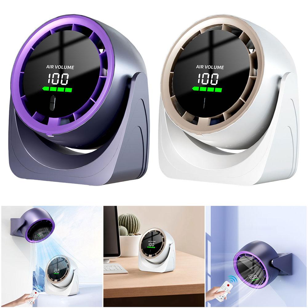 Wall-Mounted Desk Fan Digital Display Portable Fan 100 Speeds Desktop Fan for Home Office Kitchen Travel Camping