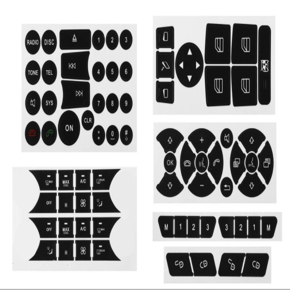 

6Sheets Vinyl A/C Central Control Button Stickers for Mercedes Benz 2007-2014 Set1