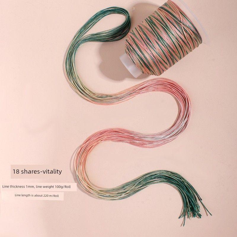 

Секционно окрашенная прядь 18-прядный высокопрочный плетеный шнур ручной работы Цветная проволока Пейзаж Тысячи Ли DIY Материал Плетеный шнур Градиентная линия Vitality. Duan Ran 18 strands 160 meters long